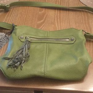 New green  genuine leather crossbody.